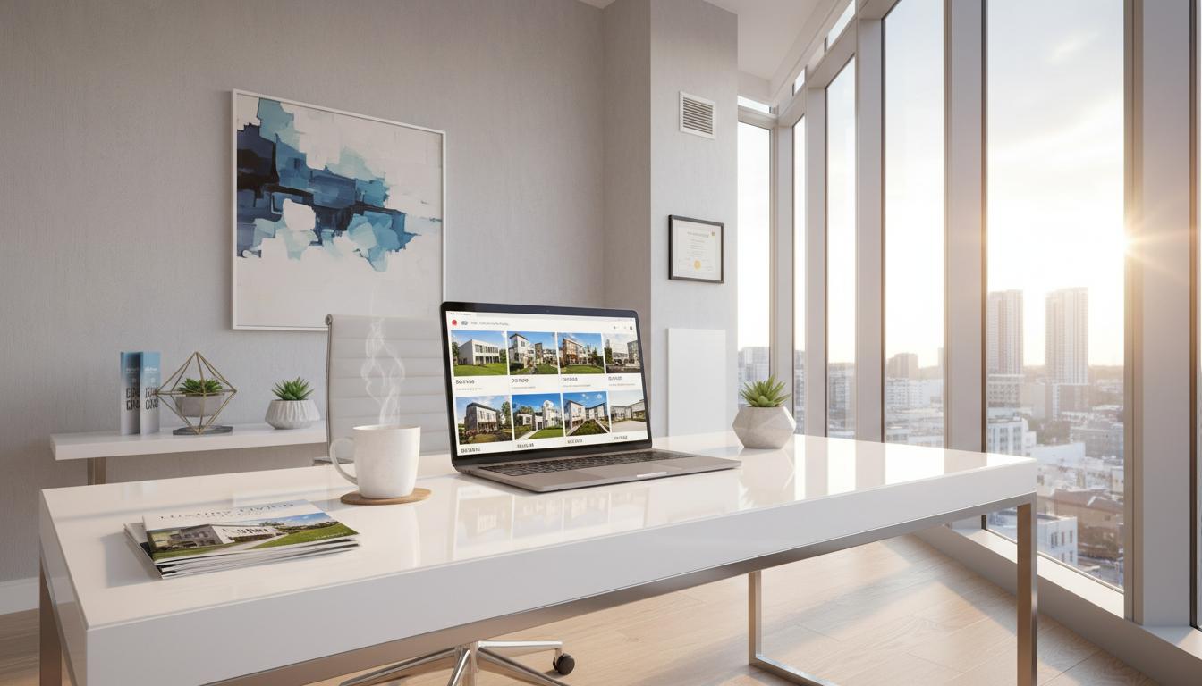 Rental listings on a laptop